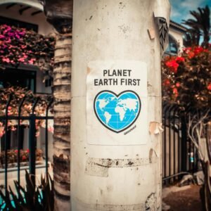 A 'Planet Earth First' sticker on a pole in Las Palmas de Gran Canaria.