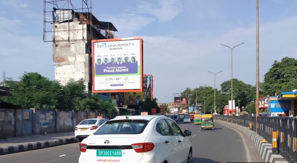 Unipole hoarding near Charbagh Railway Station, Lucknow - 25x25 ft DIT University display